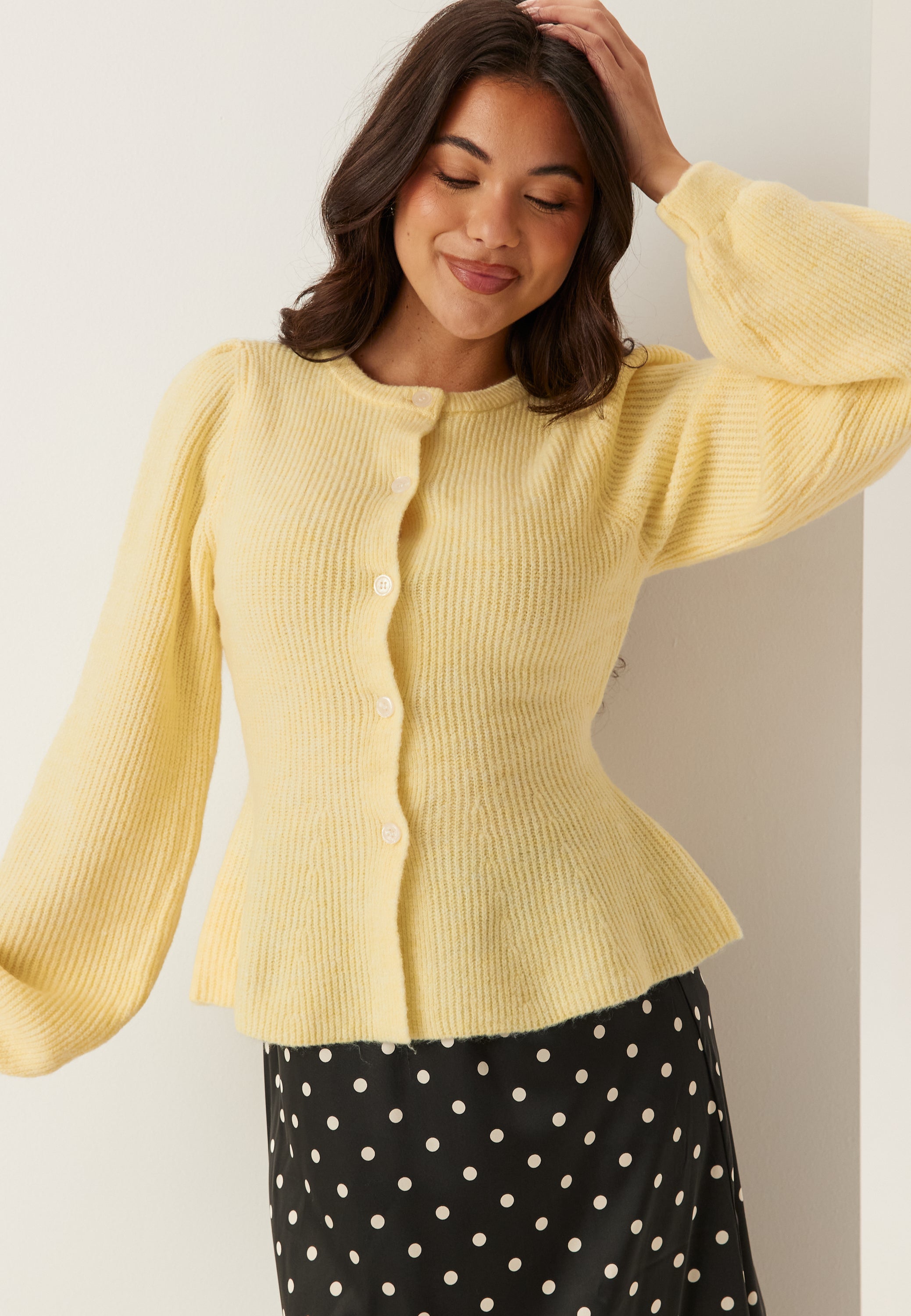 Pieces Pcsilly Ls Puff Knit Cardigan