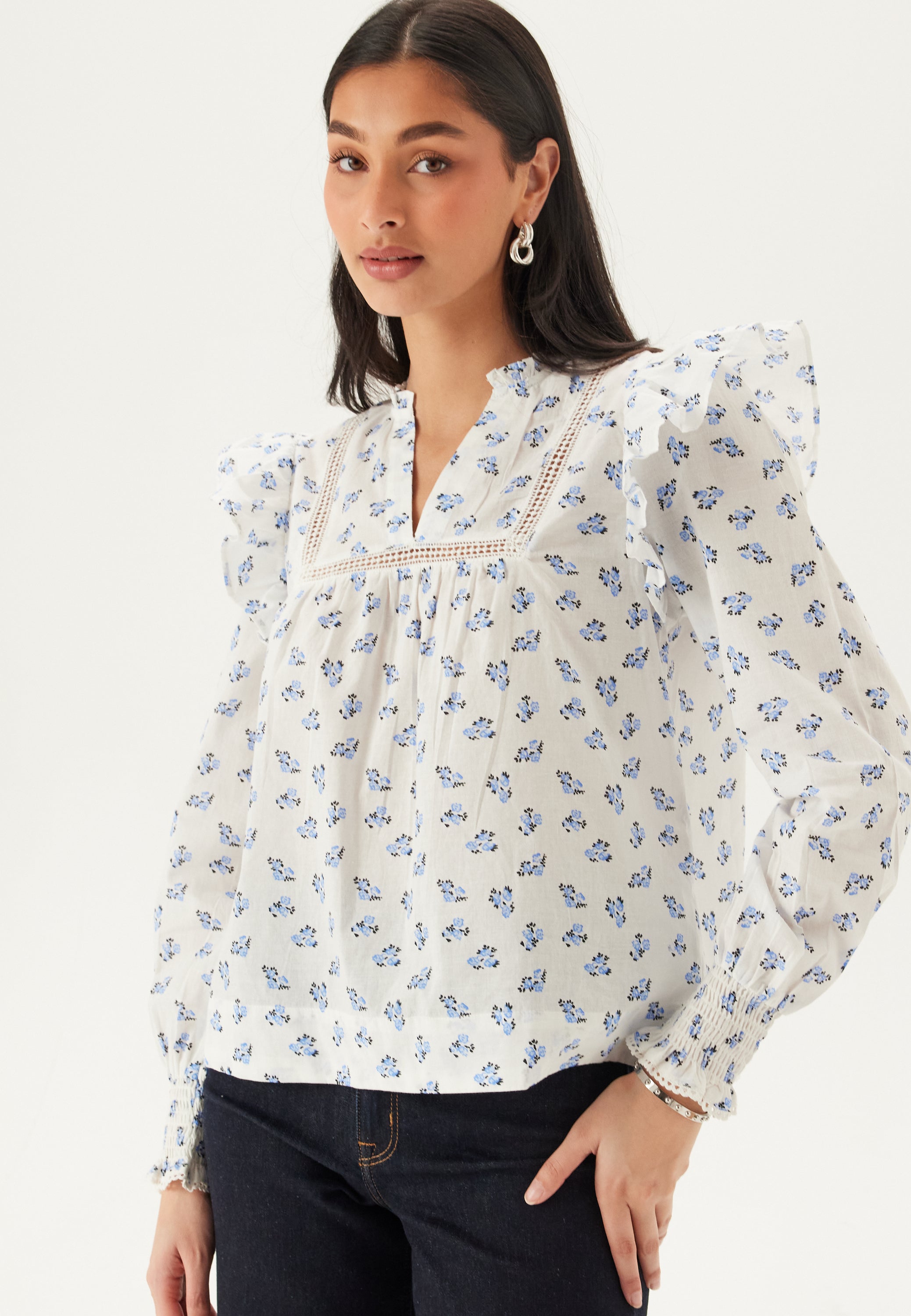 ONLY Onlidris Ls Frill Tape Top