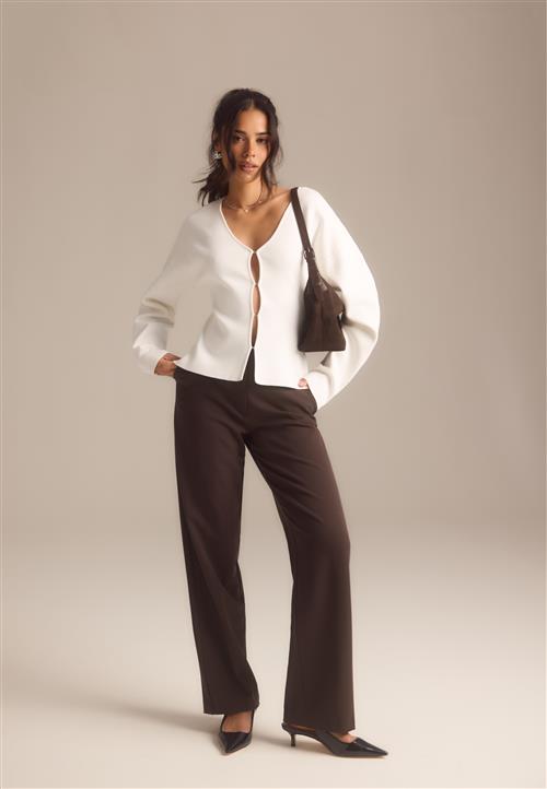 BUBBLEROOM Straight High Waist Suit Trousers
