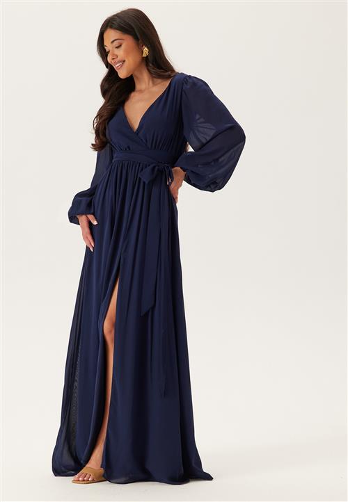 Goddiva Long Sleeve Chiffon Dress