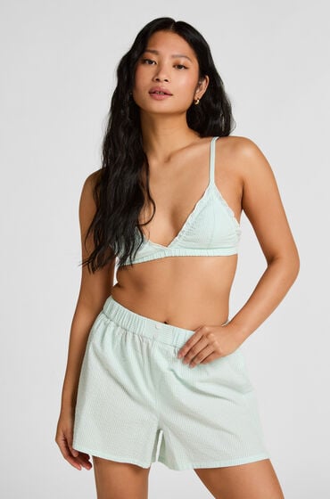 Hunkemöller Pyjamas Shorts Seersucker Blå