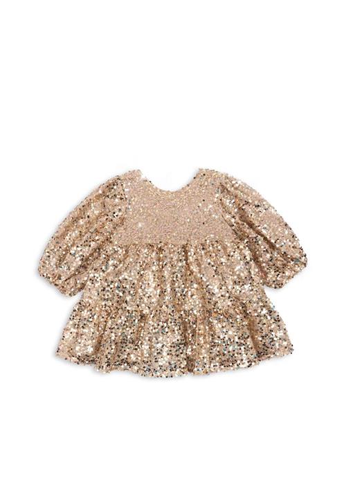 Konges Sløjd Lila Kjole Med Pailletter Og Sløjfe Gold Glitter  Gold Glitter 3 Y  Guld  3 år  kvinde