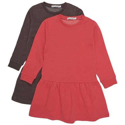 Minymo 2-pak Sweatdress Tomato Puree 86 cm  Rød  86 cm  kvinde
