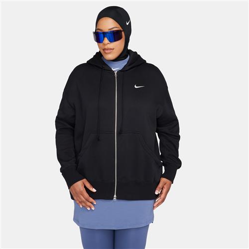 Oversized Nike Phoenix-hættetrøje med lynlås til kvinder - sort