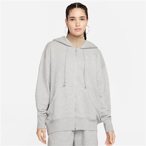 Oversized Nike Phoenix-hættetrøje med lynlås til kvinder - grå