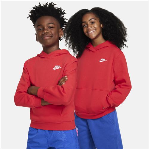 Nike Club Fleece-pullover-hættetrøje til større børn - rød