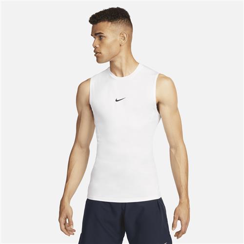 Tætsiddende Nike Pro Dri-FIT-fitnessoverdel uden ærmer til mænd - hvid