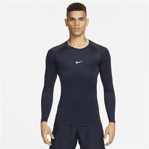 Tætsiddende Nike Pro Dri-FIT-fitnessoverdel med lange ærmer til mænd - blå