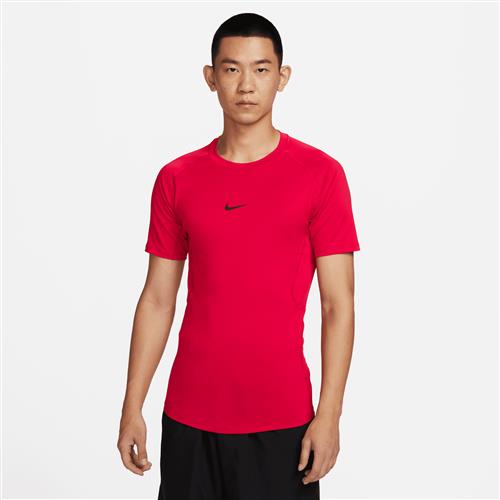 Tætsiddende Nike Pro Dri-FIT-fitnessoverdel med korte ærmer til mænd - rød