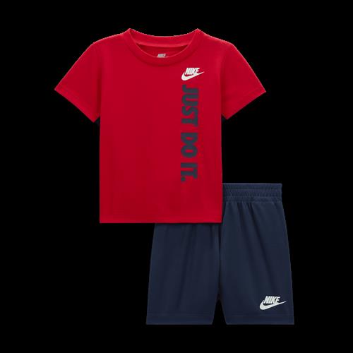 Nike -sæt med "Just Do It"-T-shirt med grafik og meshshorts til babyer - blå