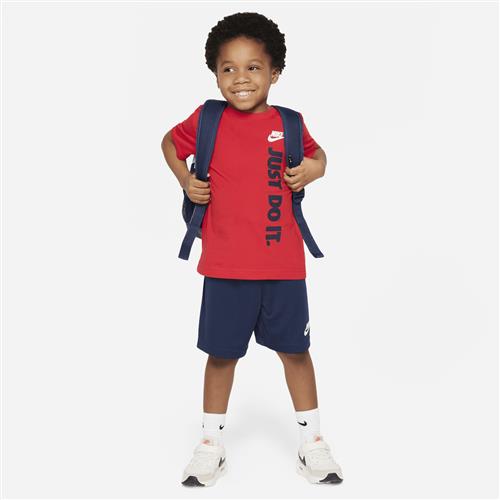 Nike -sæt med "Just Do It"-T-shirt med grafik og meshshorts til små børn - blå