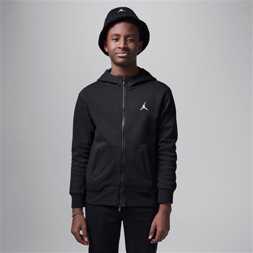 Jordan Dri-FIT Sport Statement-baskethættetrøje i fleece med fuld lynlås til større børn - sort