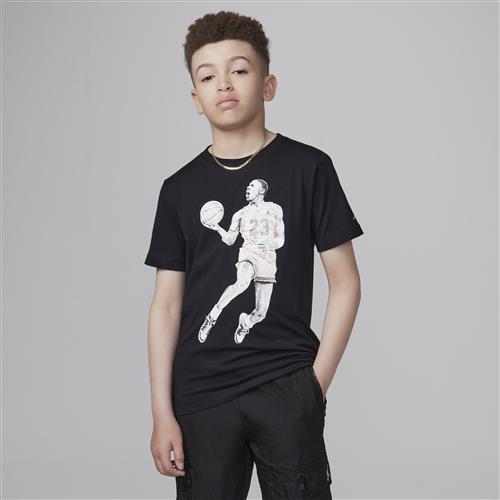 Air Jordan-T-shirt med prikgrafik til større børn - sort