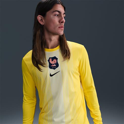 Langærmet FFF 2025/26 Stadium Goalkeeper Nike Dri-FIT Replica-fodboldtrøje til mænd - gul