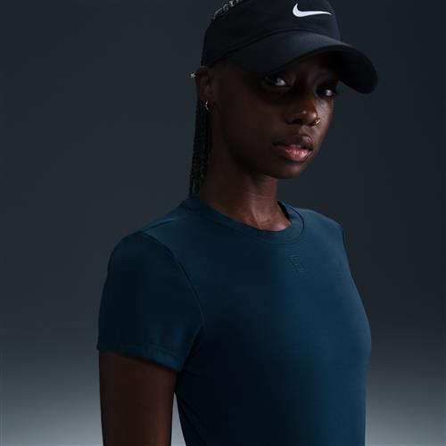 Kortærmet NikeCourt Advantage-Dri-FIT-tennisoverdel til kvinder - blå