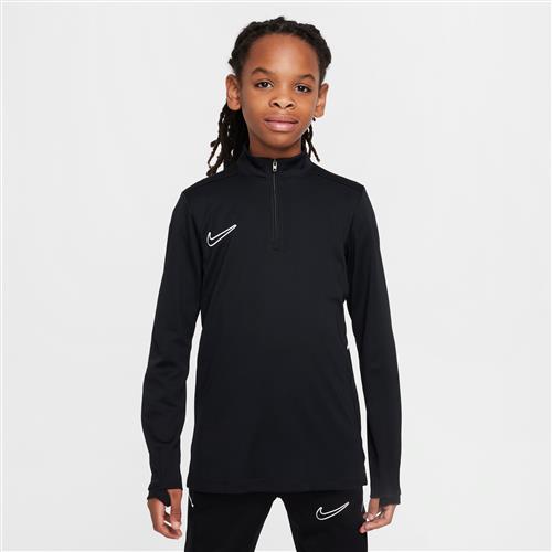 Nike Academy Dri-FIT-fodboldtræningstrøje med lange ærmer og 1/4 lynlås til større børn - sort