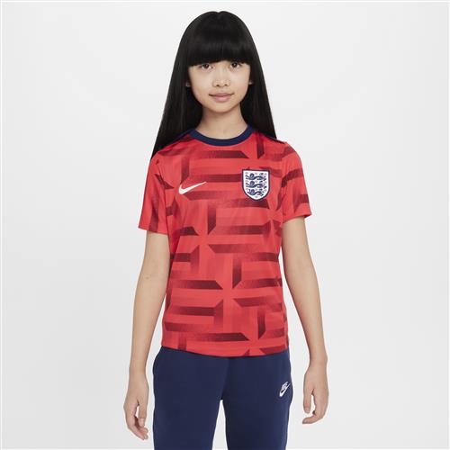 England Academy Pro Nike Dri-FIT Pre-Match-fodboldtrøje med korte ærmer til større børn - rød
