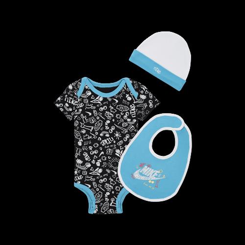 Tredelt Nike "Just Doodle It" 3-Piece Boxed Setbabyer-bodysæt - blå