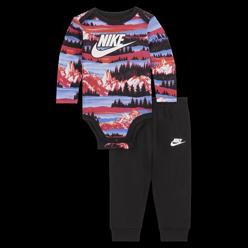 Todelt Nike Snow Day-bodystockingsæt med bodystocking og bukser til babyer - sort