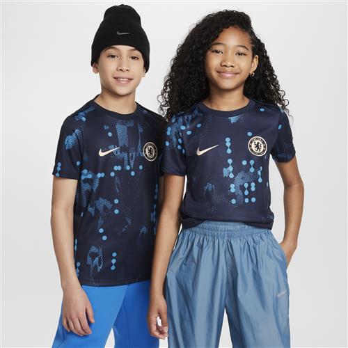 Kortærmet Chelsea F.C. Academy Pro Nike Dri-FIT-opvarmningsfodboldtrøje til mænd - blå