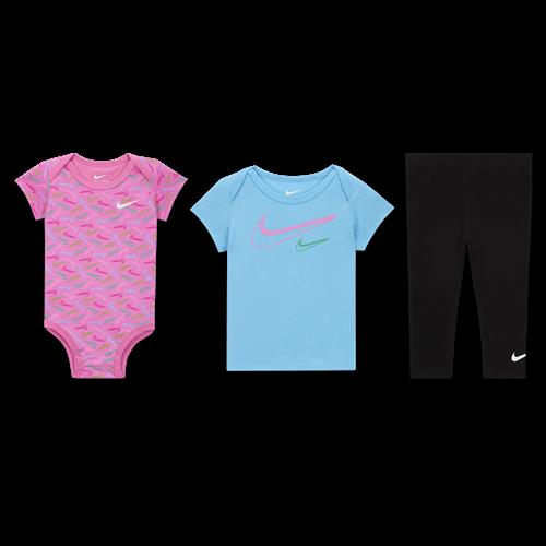 Tredelt Nike Swoosh Logo-bodysuitsæt til babyer (0-9 M) - sort