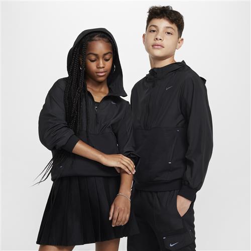 Nike City Utility EasyOn-fleecehættetrøje med 1/2 lynlås til større børn - sort