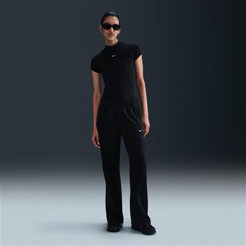 Maskinstrikkede Nike Windrunner-bukser med mellemhøj talje og slank pasform til kvinder - sort