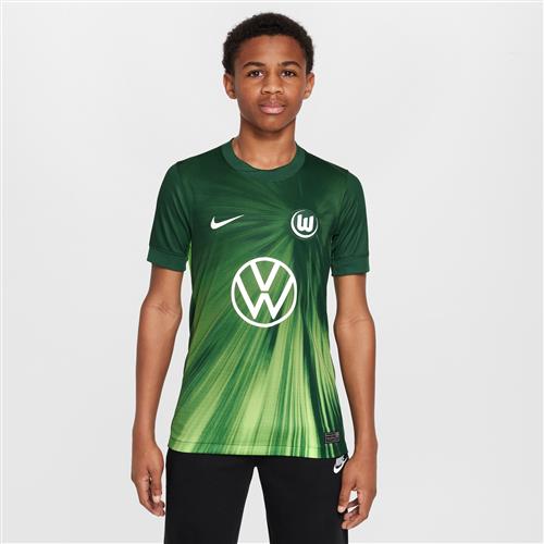 Kortærmet Vfl Wolfsburg 2025/26 Stadium Home Nike Dri-FIT Replica-fodboldtrøje til unge - grøn