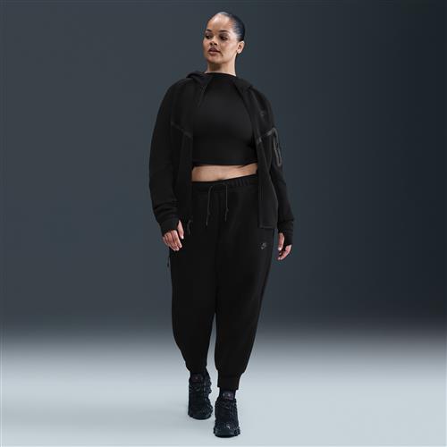 Nike Club Tech Fleece-joggers med mellemhøj talje til kvinder (plus size) - sort