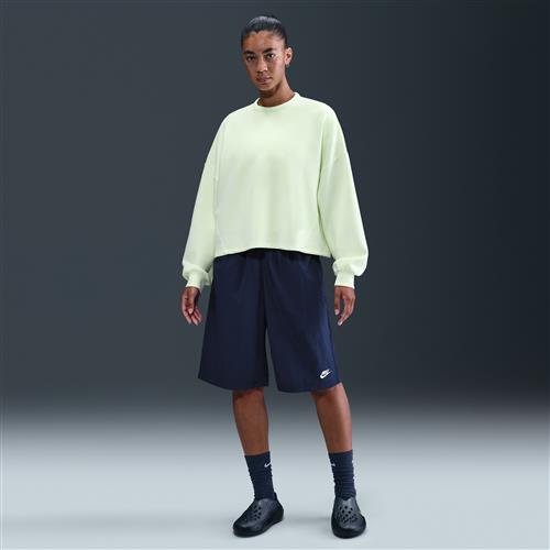 Løstsiddende, knælange Nike -shorts med mellemhøj talje til kvinder - blå