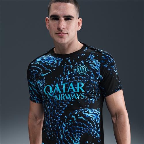 Kortærmet Inter Milan Academy Pro Nike Dri-FIT-opvarmningstrøje til fodbold til mænd - blå