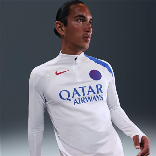 Maskinstrikket Paris Saint-Germain Strike Third Nike Dri-FIT Total 90-fodboldtræningstrøje til mænd - hvid
