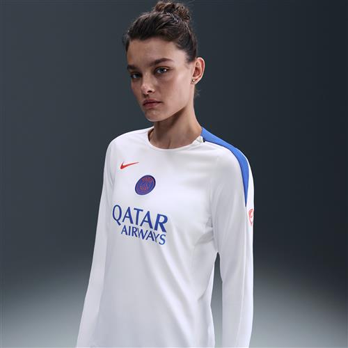 Maskinstrikket Paris Saint-Germain Strike Third Nike Dri-FIT Total 90-fodboldtrøje med rund hals til kvinder - hvid