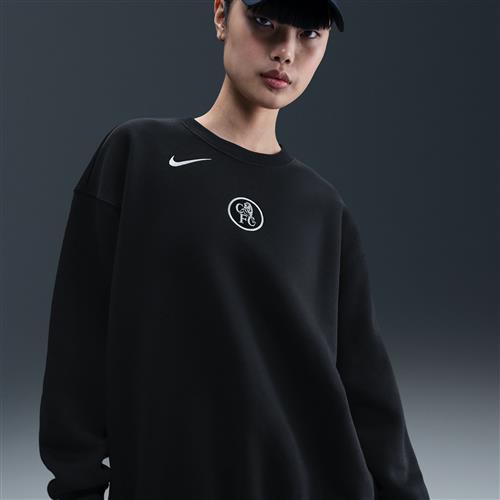 Oversized Chelsea FC Phoenix Fleece Third Nike Football Total 90-sweatshirt med rund hals til kvinder - sort