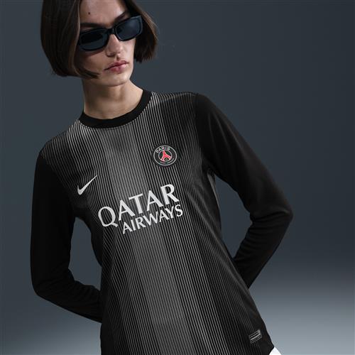 Langærmet Paris Saint-Germain 2025/26 Stadium Goalkeeper Nike Dri-FIT-fodboldspillertrøje til kvinder - sort
