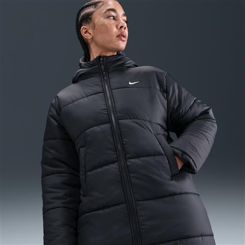 Løstsiddende Nike Classic Therma-FIT-parka med hætte til kvinder - sort