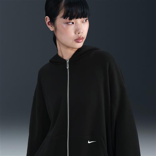 Nike -fleecehættetrøje med lynlås til kvinder - sort