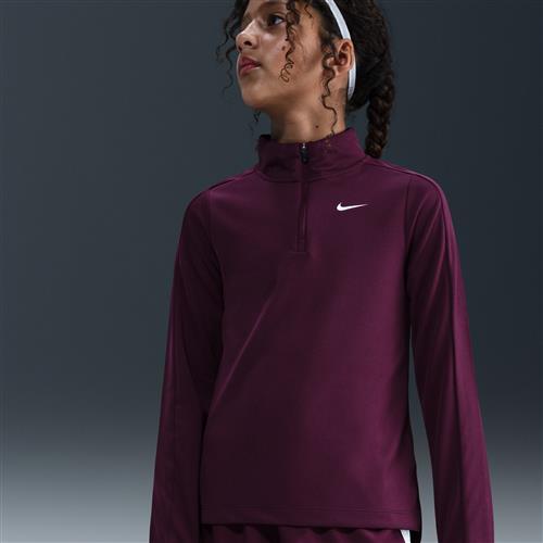Langærmet Nike Dri-FIT-top med 1/4 lynlås til piger - rød
