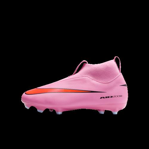 Nike Jr. Mercurial Superfly 10 Academy-high top-fodboldstøvler til flere typer underlag til mindre/større børn - Pink