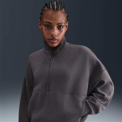 Oversized Nike 24.7 ImpossiblySoft Dri-FIT-trøje med 1/2 lynlås til kvinder - grå