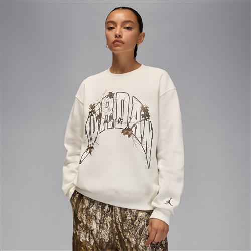 Jordan Brooklyn Fleece-sweatshirt med rund hals til kvinder - hvid