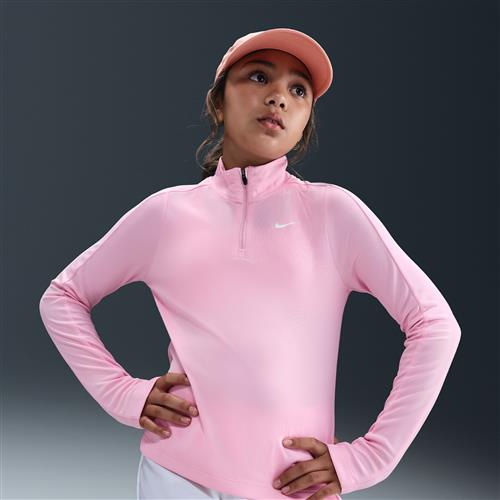 Langærmet Nike Dri-FIT-top med 1/4 lynlås til piger - Pink