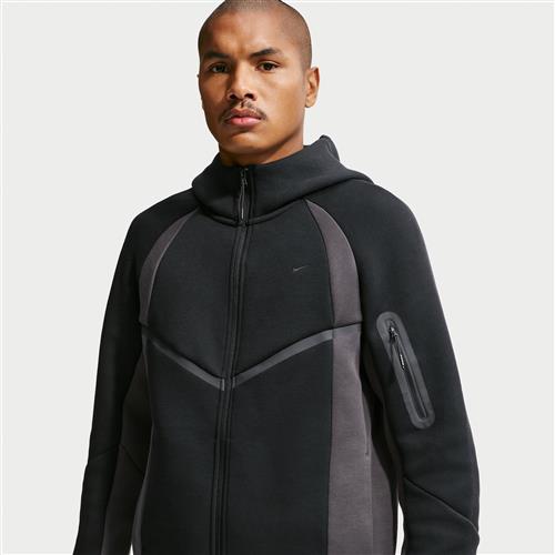 Nike Tech Windrunner-jakke i fleece med fuld lynlås og farveblok til mænd - sort