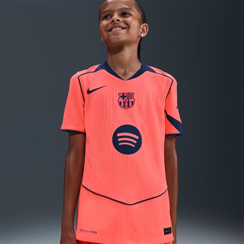 FC Barcelona 2025/26 Match Third Nike Dri-FIT ADV Total 90 Authentic-fodboldtrøje til større børn - Orange