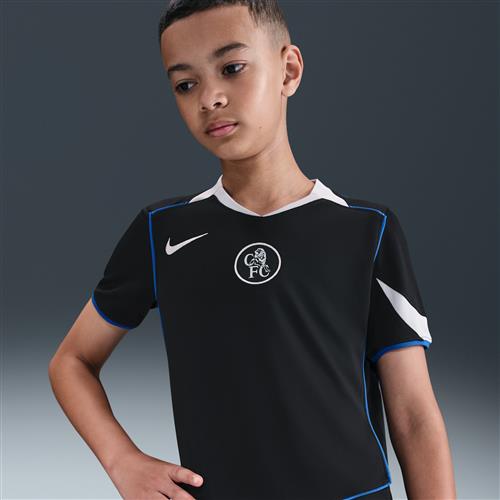 Chelsea FC 2025/26 Stadium Third Nike Dri-FIT Total 90-replica-fodboldtrøje til større børn - sort