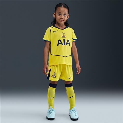 Tottenham Hotspur 2025/26 Stadium Third Nike Dri-FIT Total 90-fodboldsæt i tre dele til mindre børn - gul