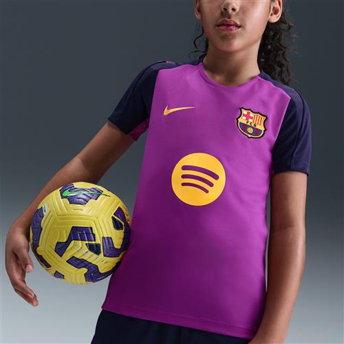 FC Barcelona Strike Nike Dri-FIT-fodboldtrøje med korte ærmer til større børn - lilla