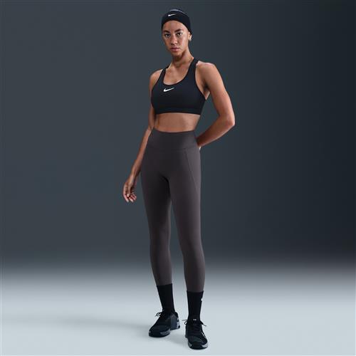 Nike Universa-leggings med høj talje i fuld længde uden søm foran til kvinder - grå