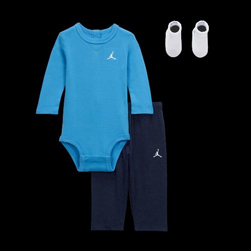 Langærmet Jordan Essentials-bodysuit-sæt til babyer - blå