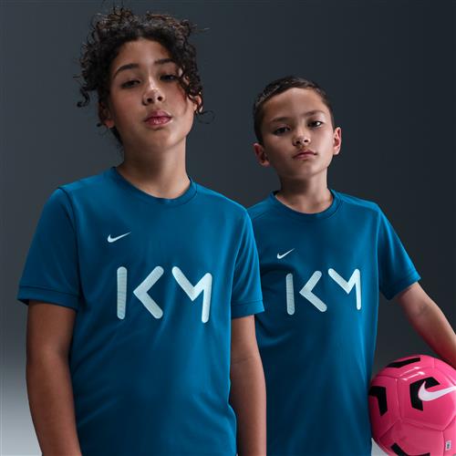 Kylian Mbappé Academy-Dri-FIT-fodboldtop med korte ærmer til større børn - blå